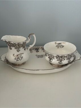 Vintage Royal Albert 25th Anniversary Creamer, Sugar Bowl and Tray Set